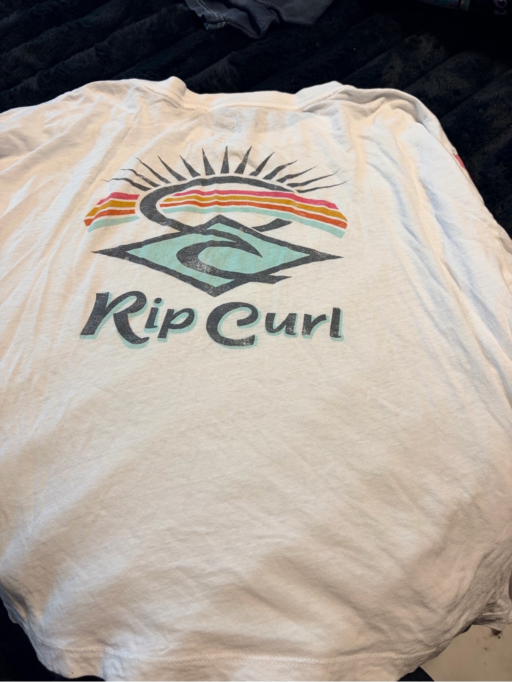 Rip Curl White Graphic Tee with Mint & Rainbow Logo